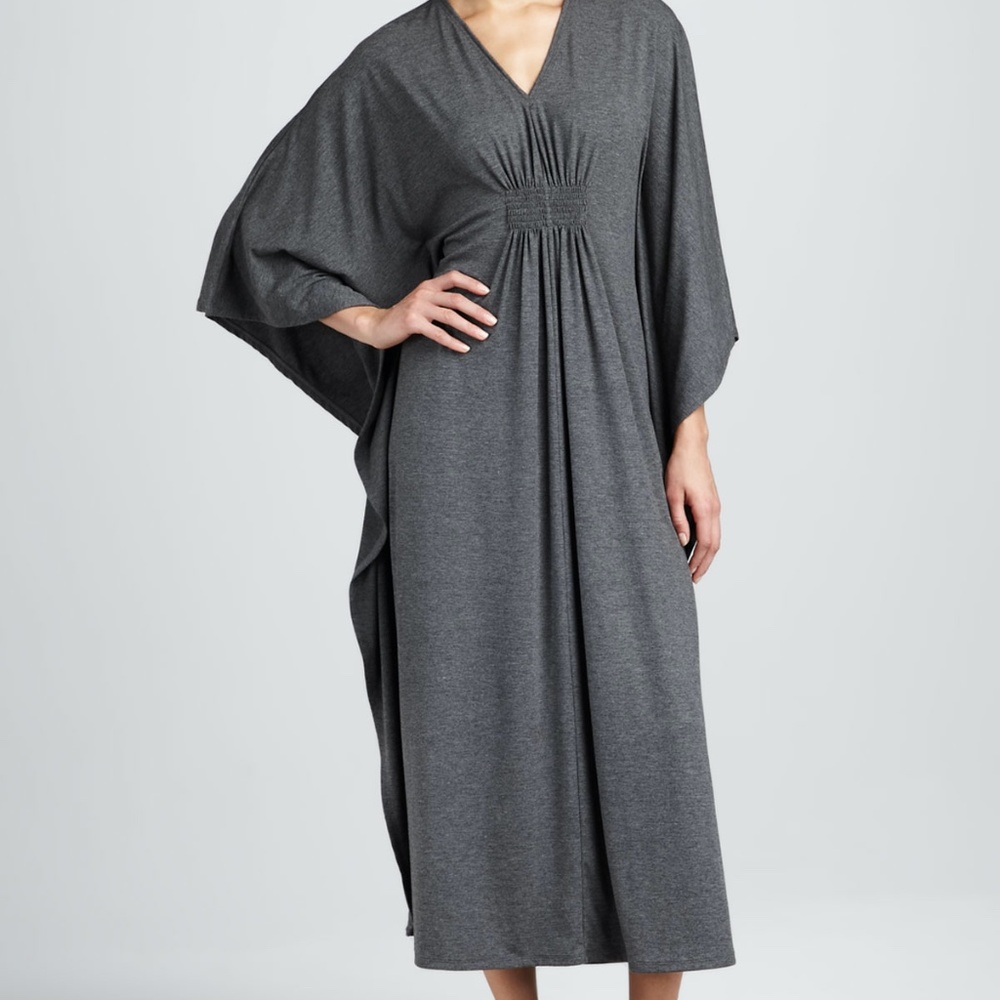 Natori L jersey knit caftan in Charcoal